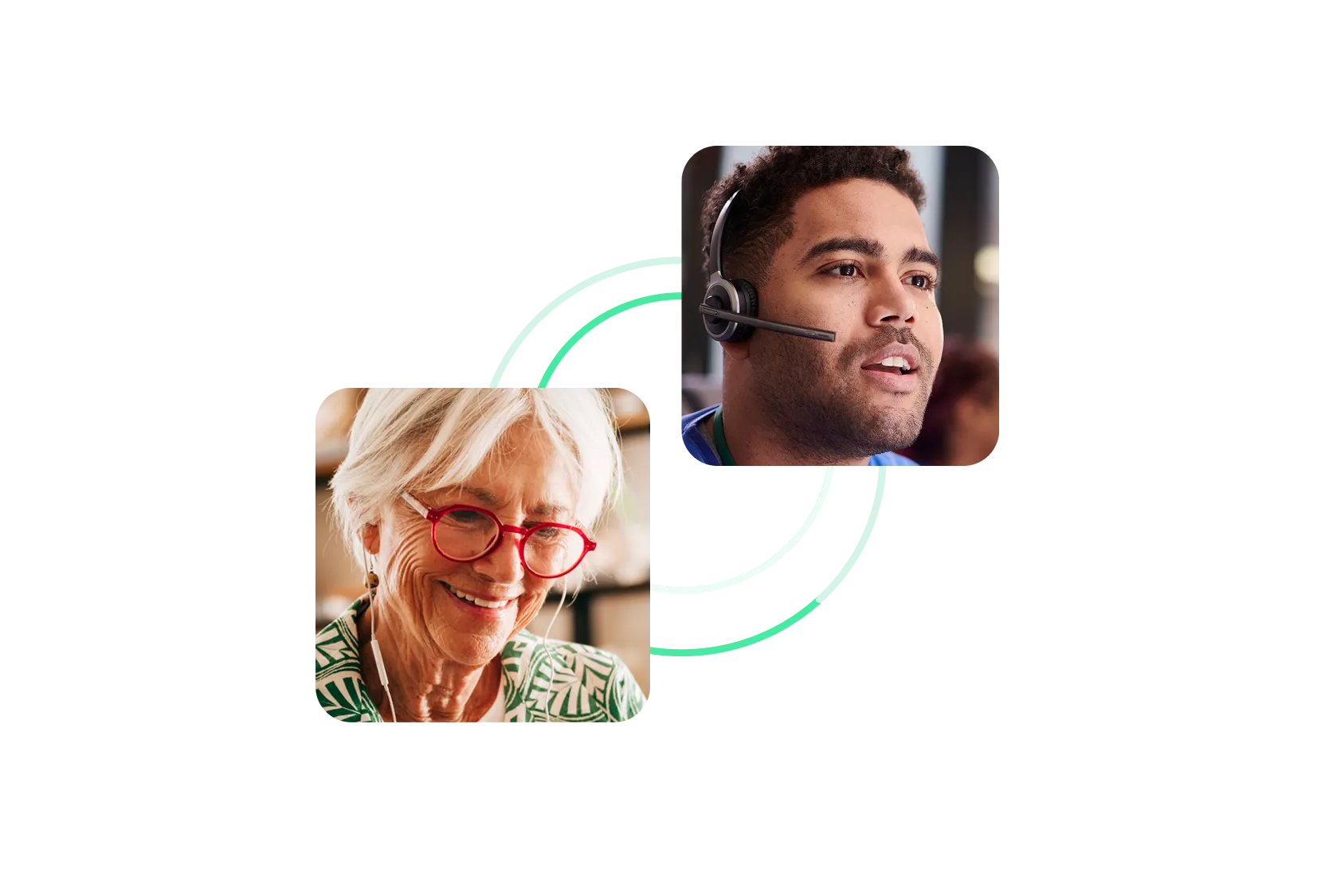 Healthcare customer service professional on a telehealth call